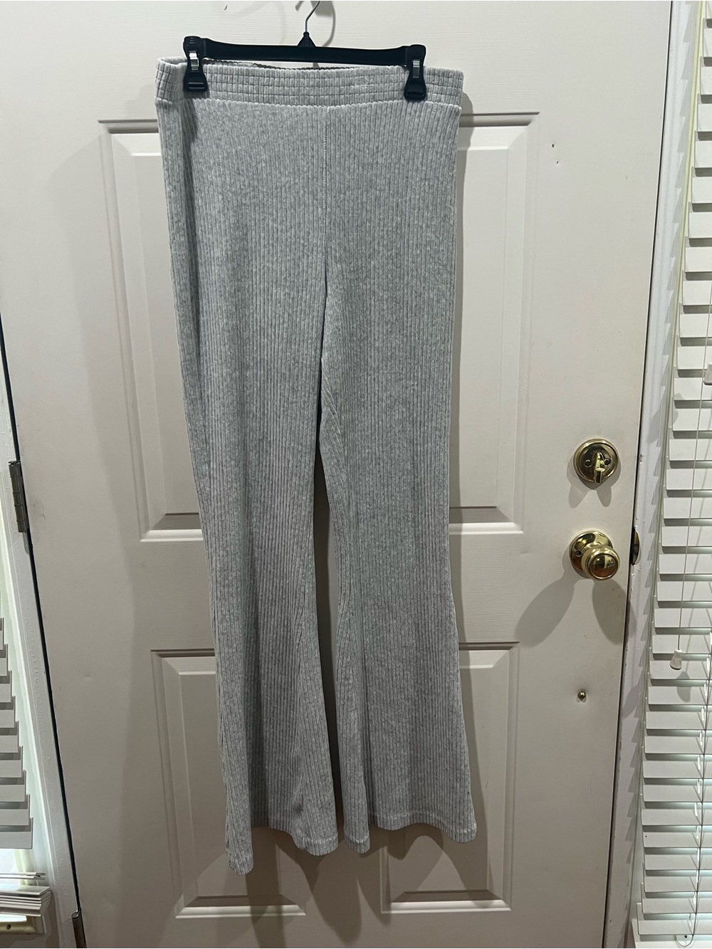 aerie Ribbed Wide-Leg Leggings in Light Gray
